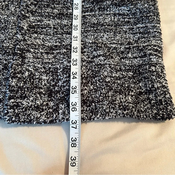 Barefoot Dreams CozyChic Med Marled Black White Oversized Hooded Long Cardigan - Picture 10 of 10